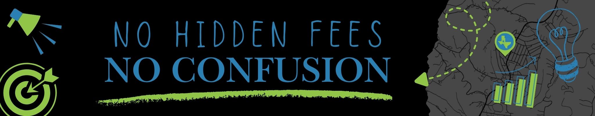 No hidden fees no confusion message showing Ad Insight online marketing pricing Jonestown TX transparent pricing for local businesses